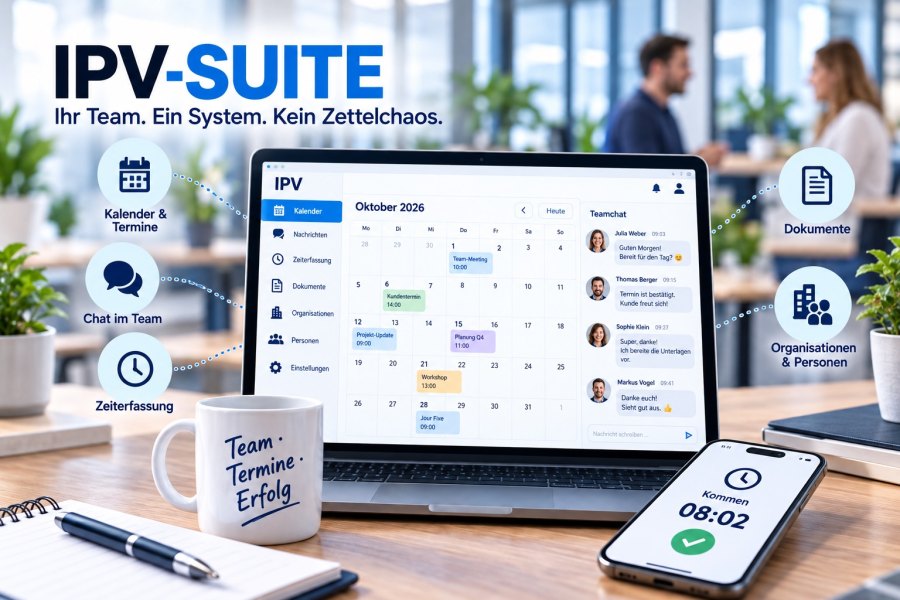 Kalender, Chat und Zeiterfassung in der IPV-Suite